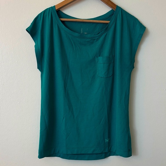 Arc'teryx S Women’s Teal Short Sleeve Merino Wool Tee Shirt - Picture 1 of 7